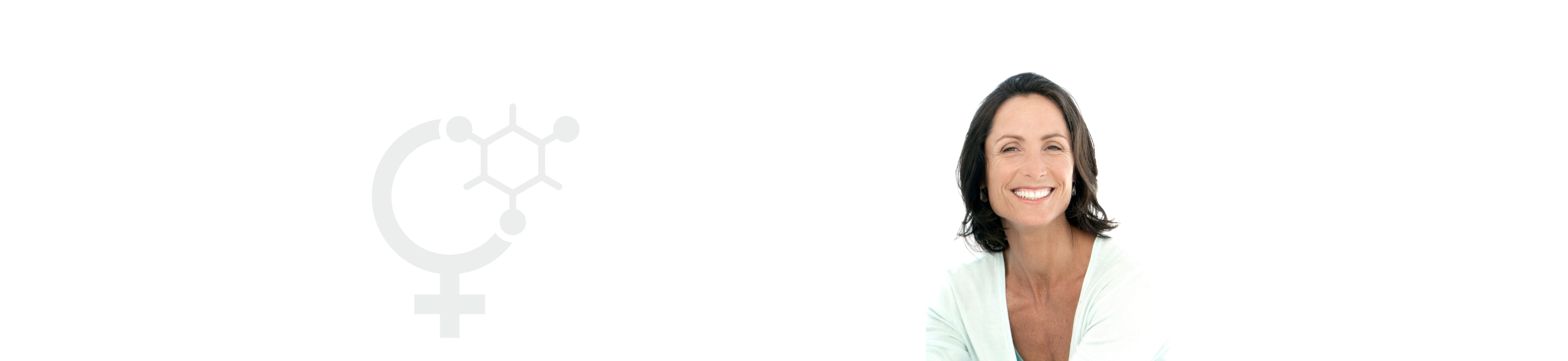 Woman alongside the MenoGen symbol